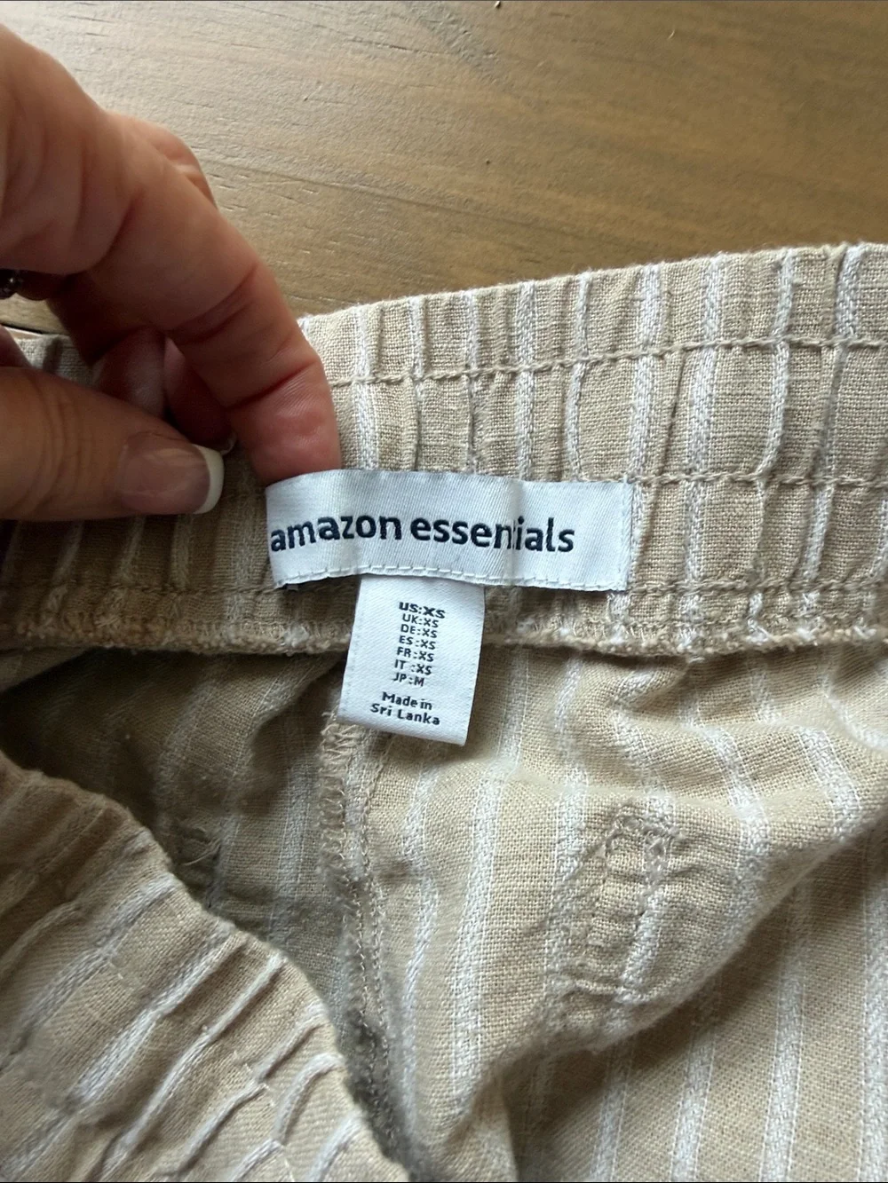 Women's Straight-Leg Linen Blend Stripe Pants - Beige